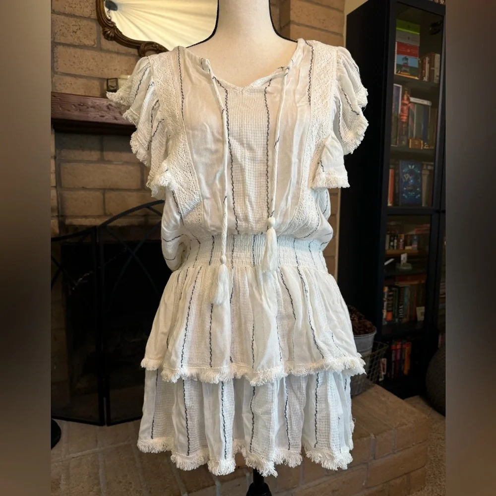 NWT SURF GYPSY Fringe Trim Ruffled Swim Cover Up - Large - Picture 2 of 16